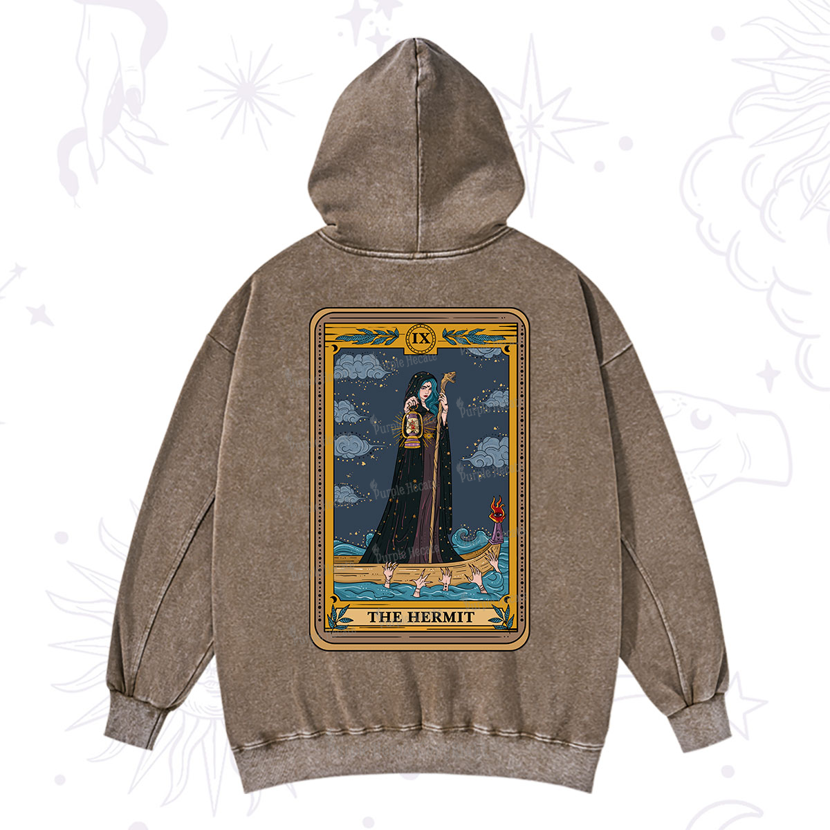 Purplehecate The Hermit Goddess Tarot Washed Hoodie