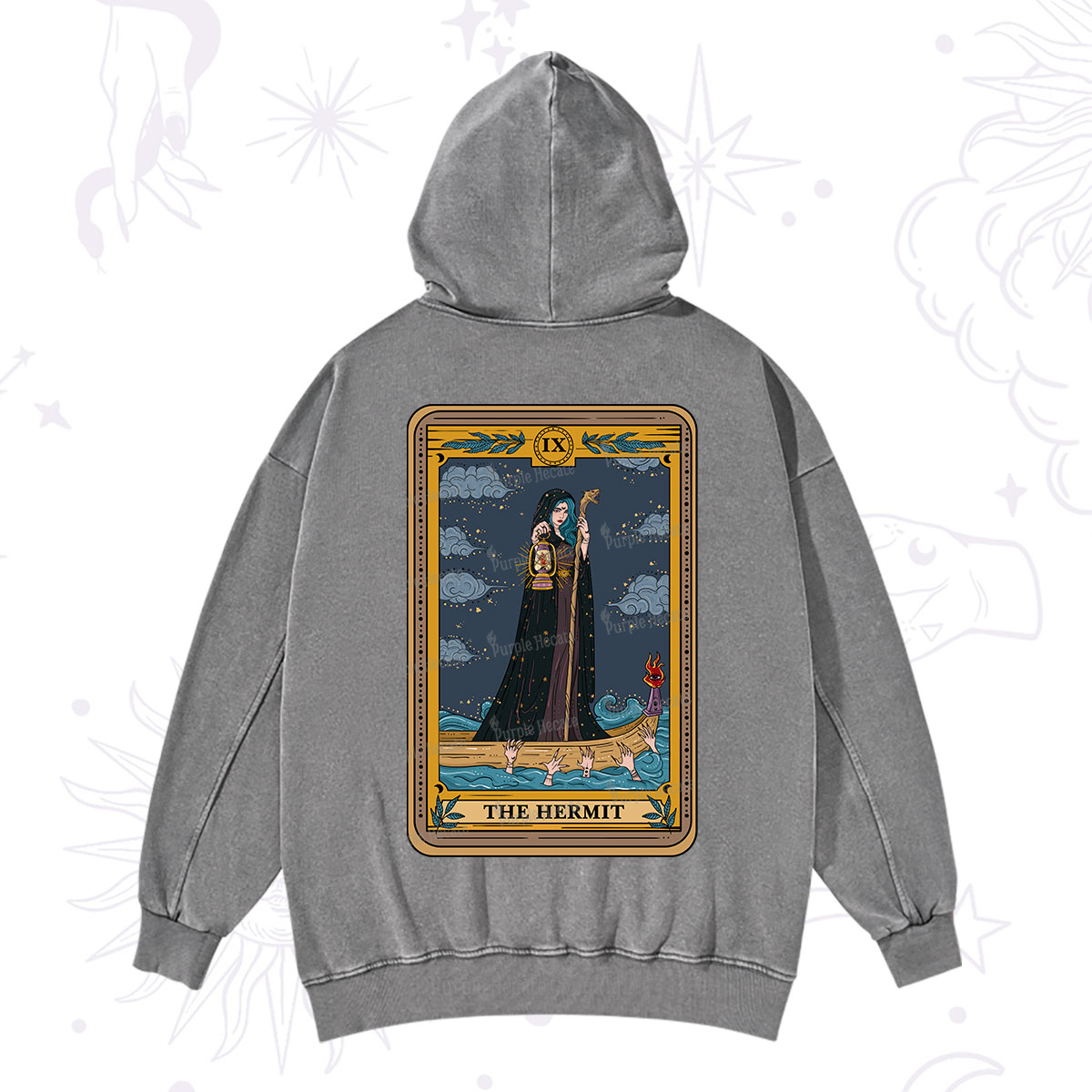 Purplehecate The Hermit Goddess Tarot Washed Hoodie