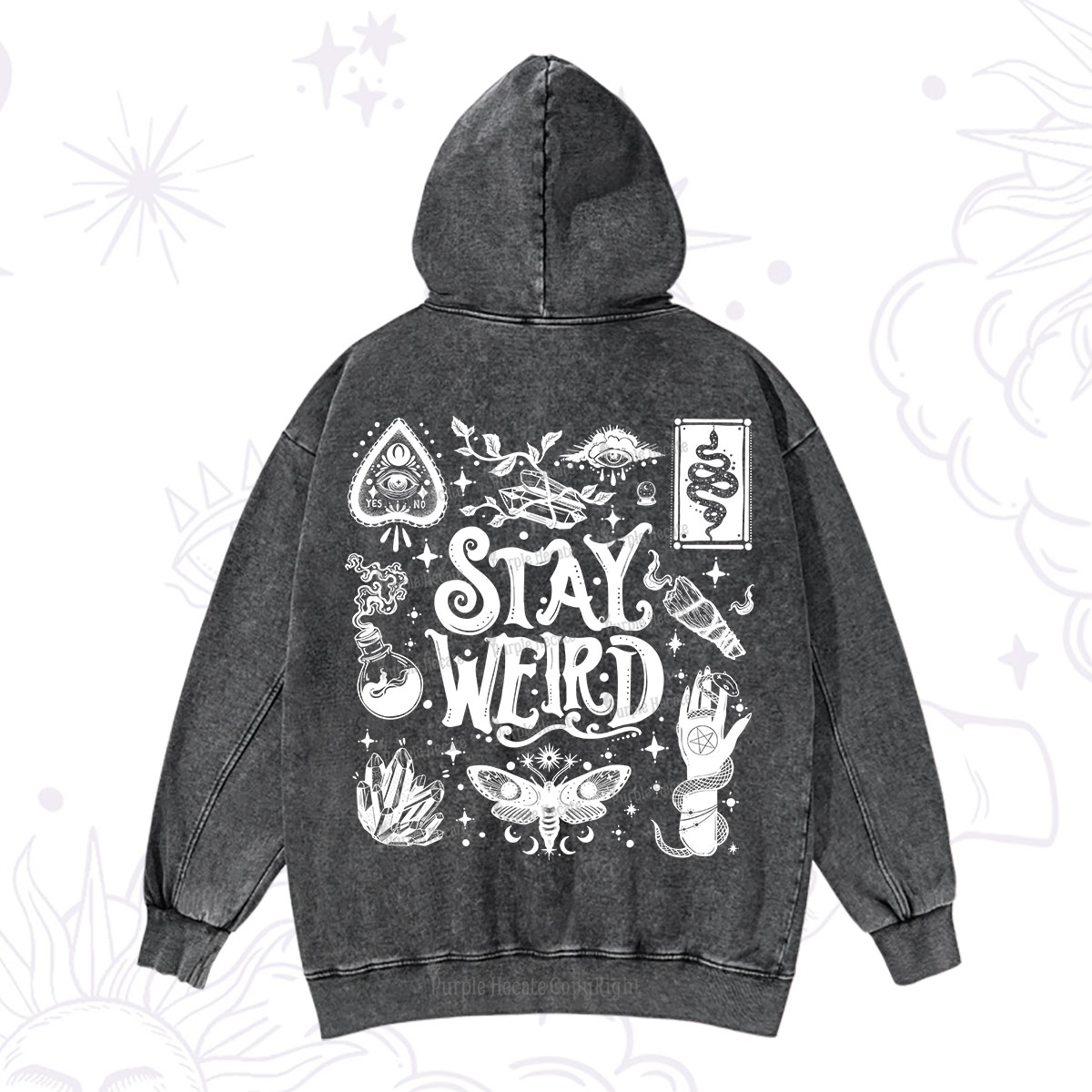 Purplehecate Stay Weird and Witchy Washed Hoodie