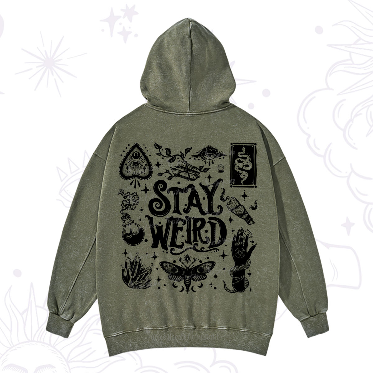 Purplehecate Stay Weird and Witchy Washed Hoodie