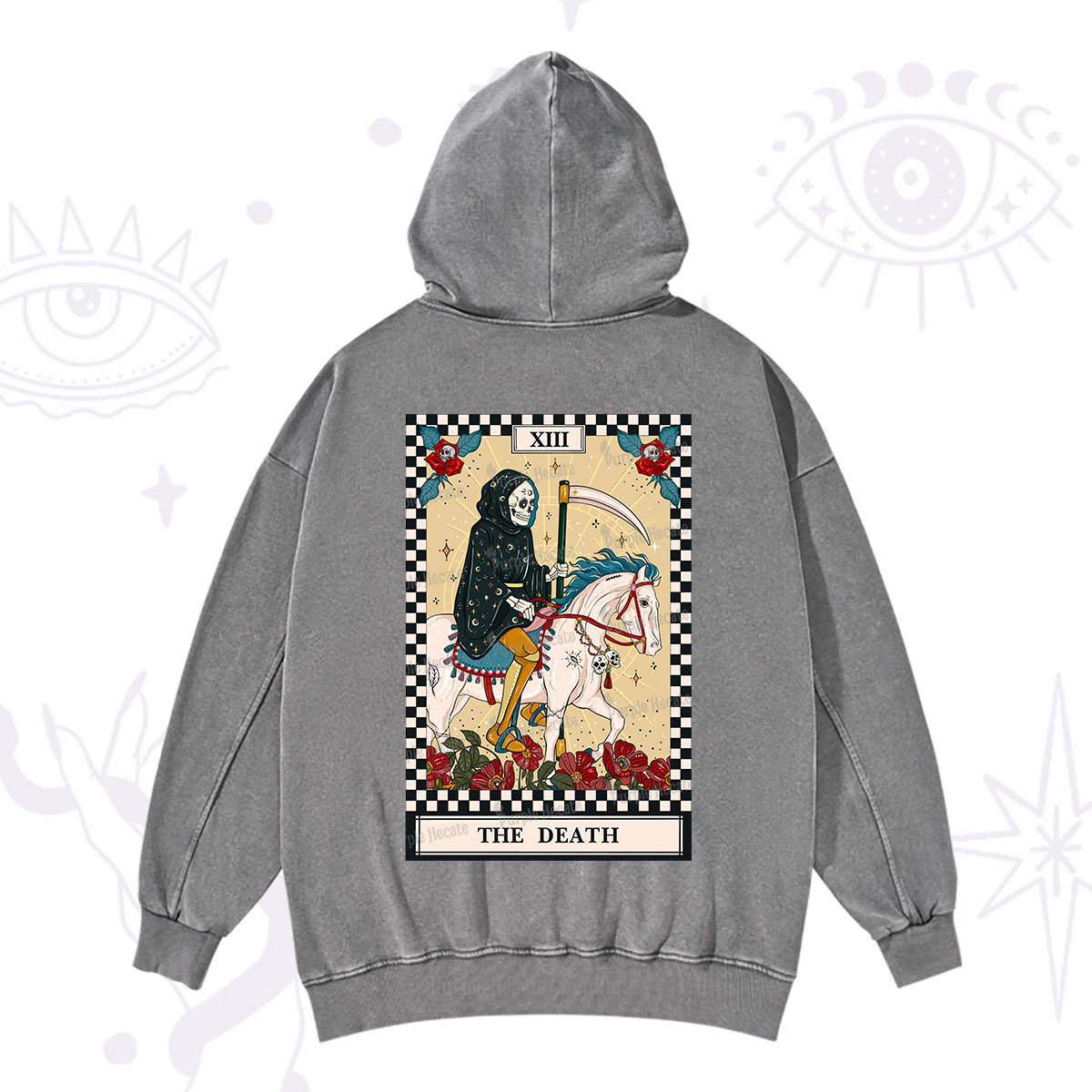 Purplehecate The Death Tarot Skeleton Washed Hoodie
