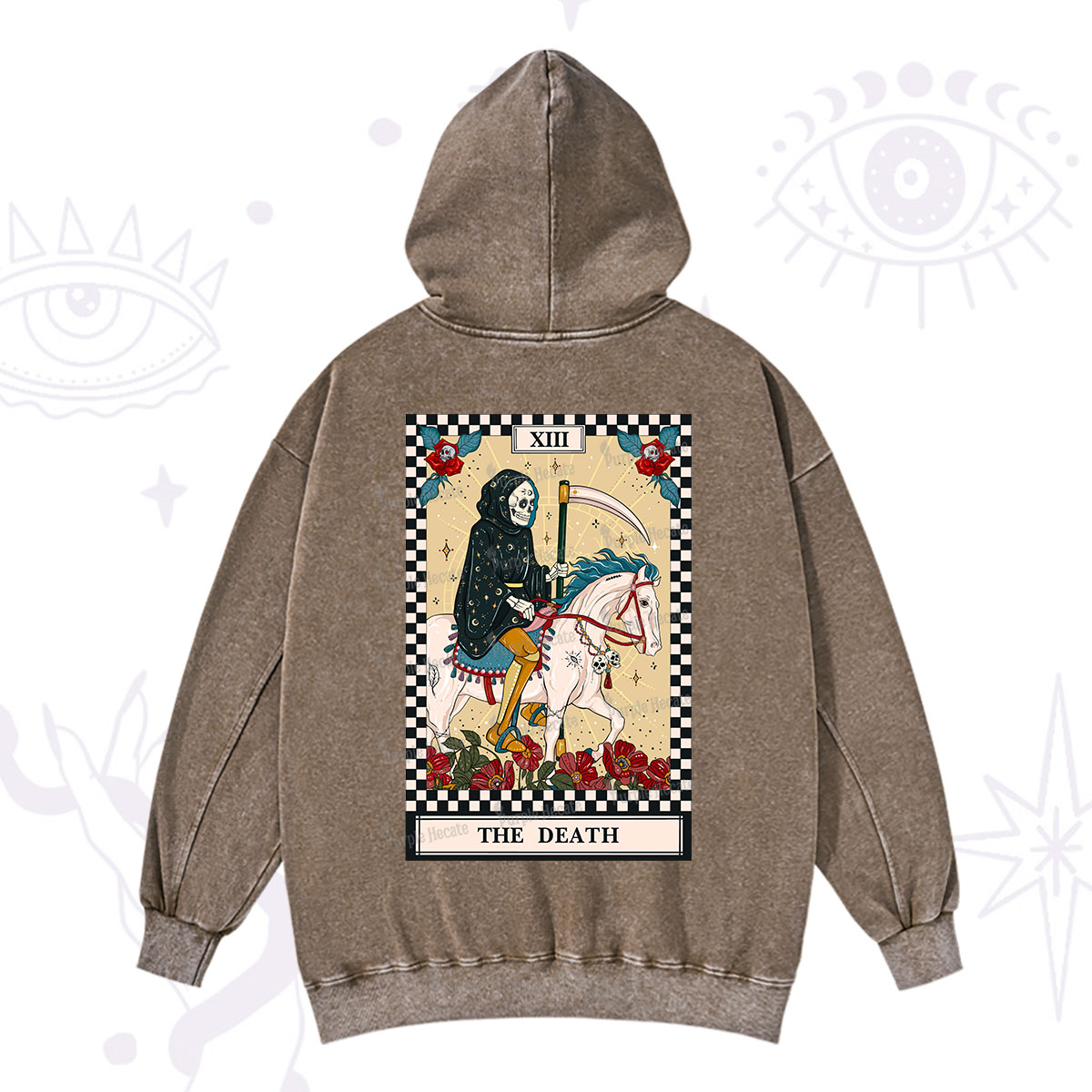 Purplehecate The Death Tarot Skeleton Washed Hoodie
