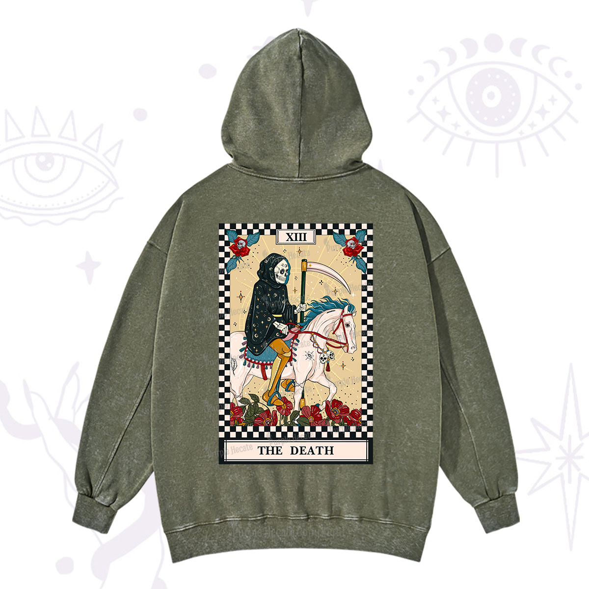 Purplehecate The Death Tarot Skeleton Washed Hoodie
