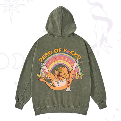 Purplehecate The Zero Fucks Cat Washed Hoodie
