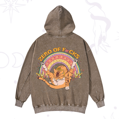 Purplehecate The Zero Fucks Cat Washed Hoodie