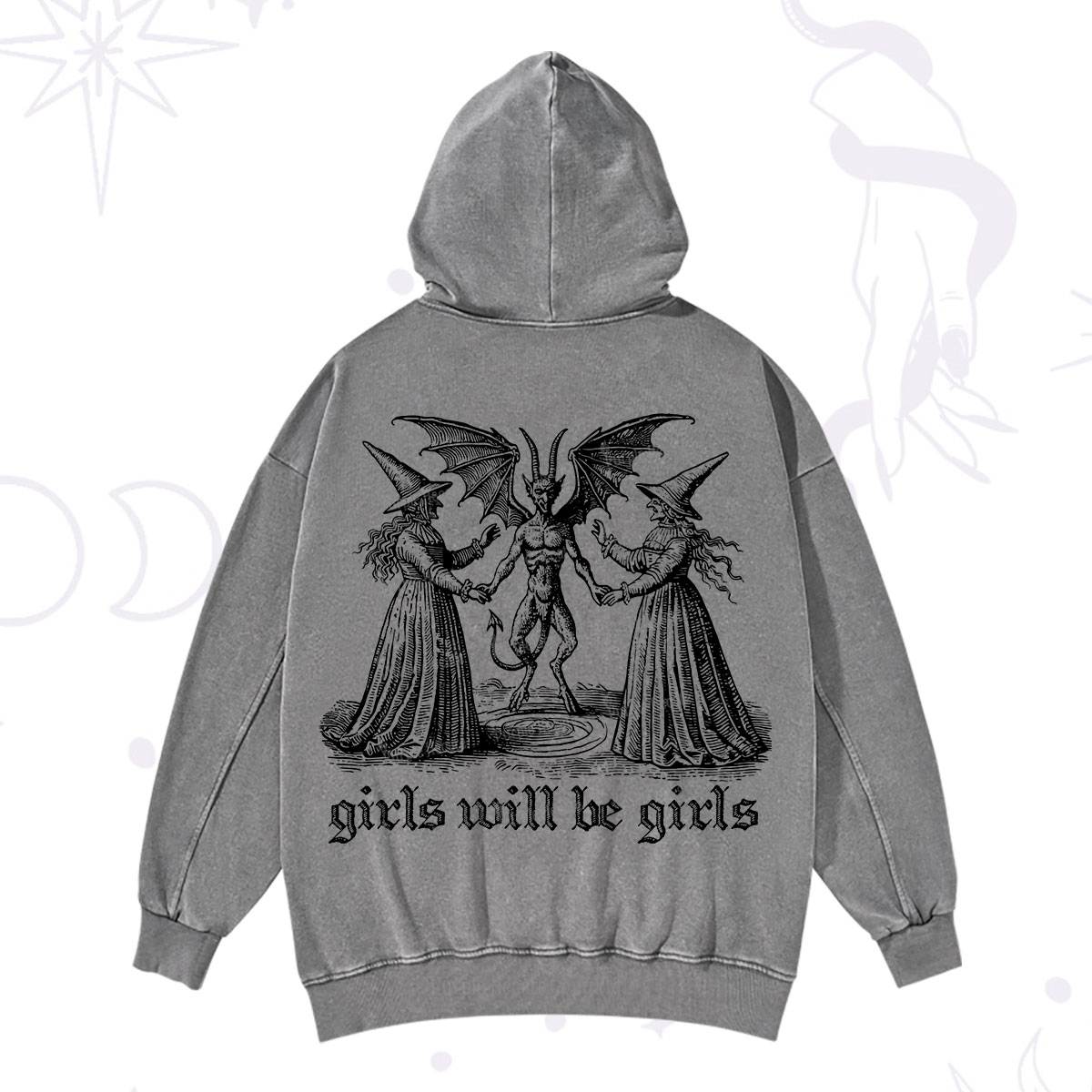 Purplehecate Witch Girls Will Be Girls Washed Hoodie