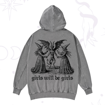 Purplehecate Witch Girls Will Be Girls Washed Hoodie