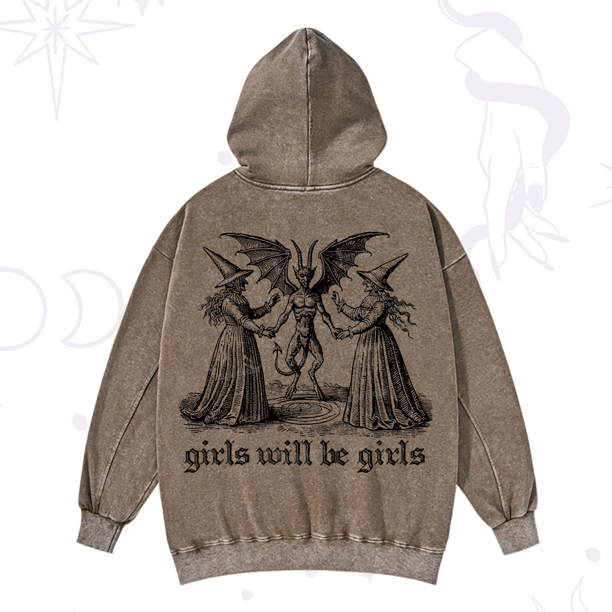 Purplehecate Witch Girls Will Be Girls Washed Hoodie