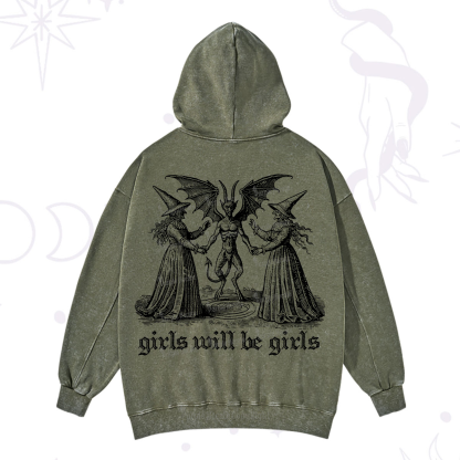 Purplehecate Witch Girls Will Be Girls Washed Hoodie
