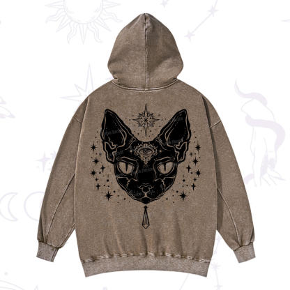 Purplehecate Three Eyed Sphynx Cat Washed Hoodie