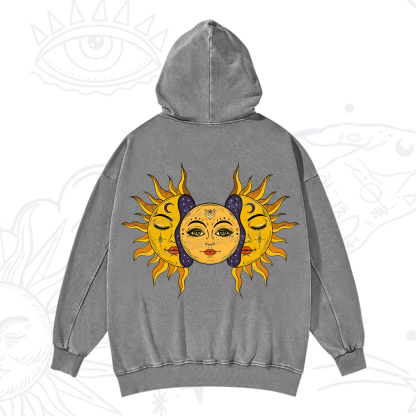 Purplehecate Celestial Twin Suns Washed Hoodie