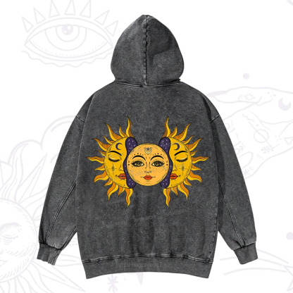 Purplehecate Celestial Twin Suns Washed Hoodie