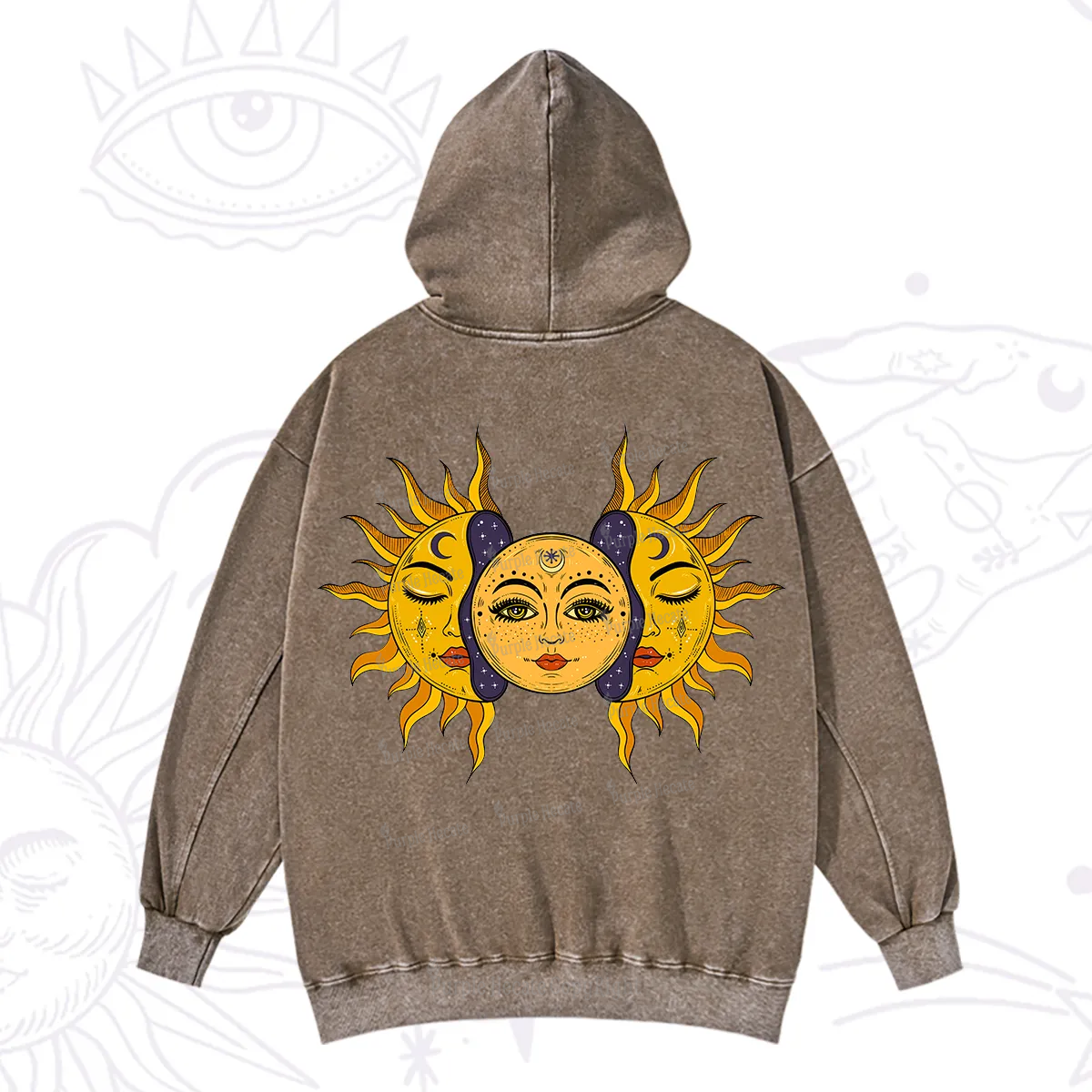 Purplehecate Celestial Twin Suns Washed Hoodie