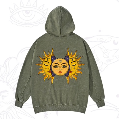 Purplehecate Celestial Twin Suns Washed Hoodie