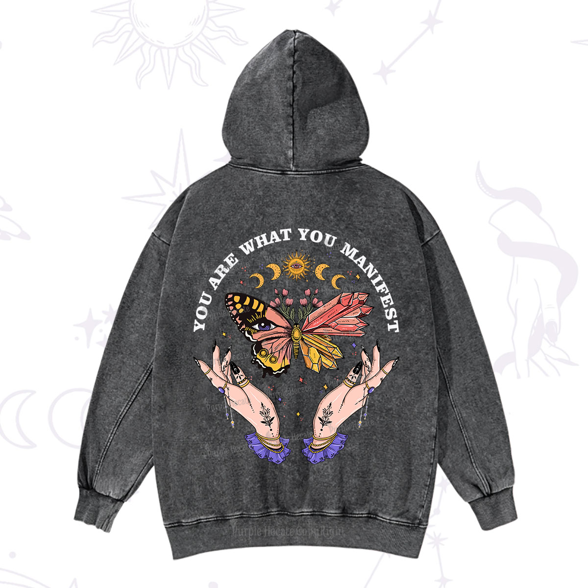 Purplehecate You Are What You Manifest Washed Hoodie