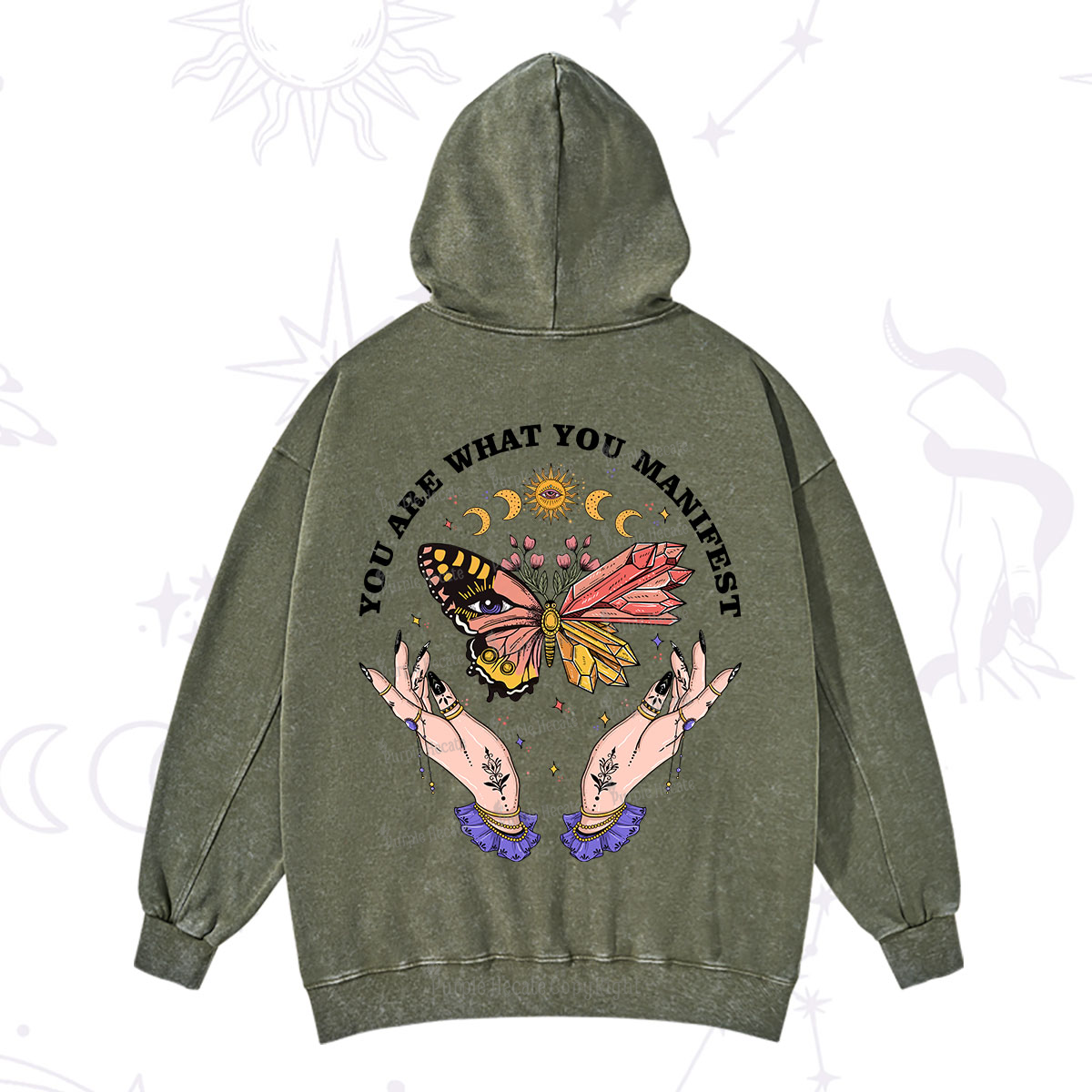 Purplehecate You Are What You Manifest Washed Hoodie