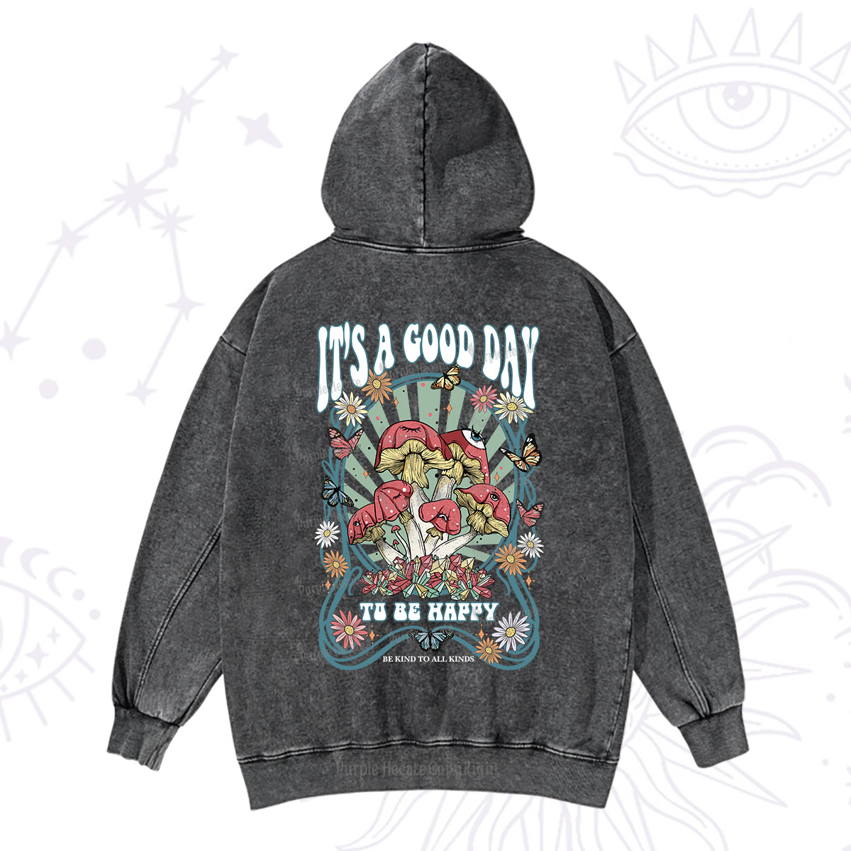 Purplehecate It's A Good Day To Be Happy Washed Hoodie