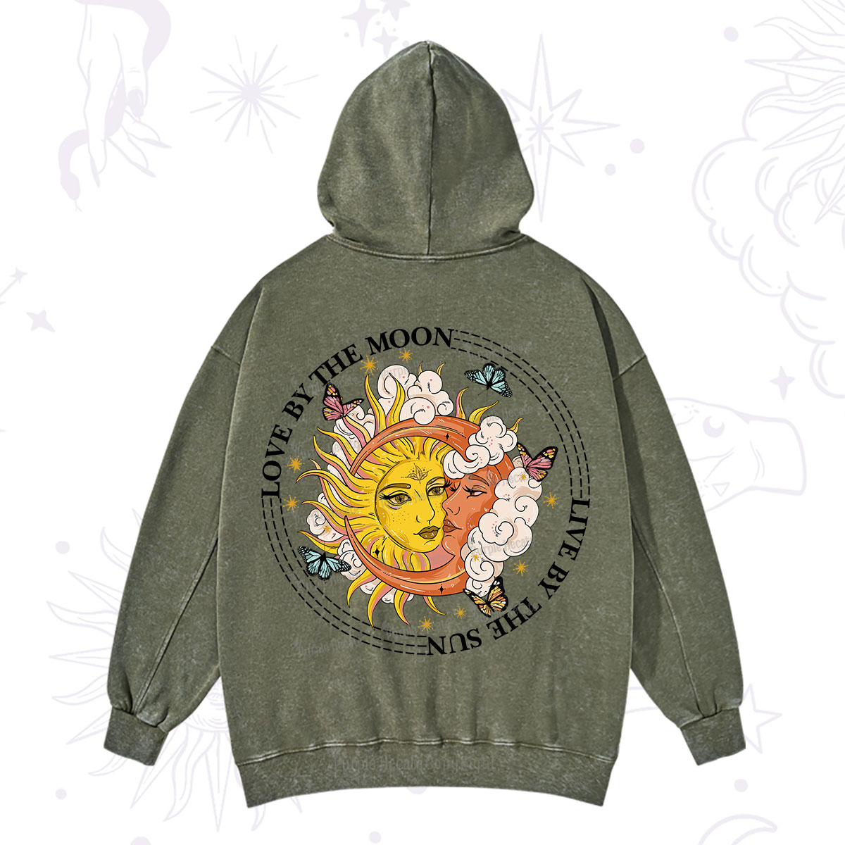 Purplehecate Live By The Sun Love By The Moon Washed Hoodie