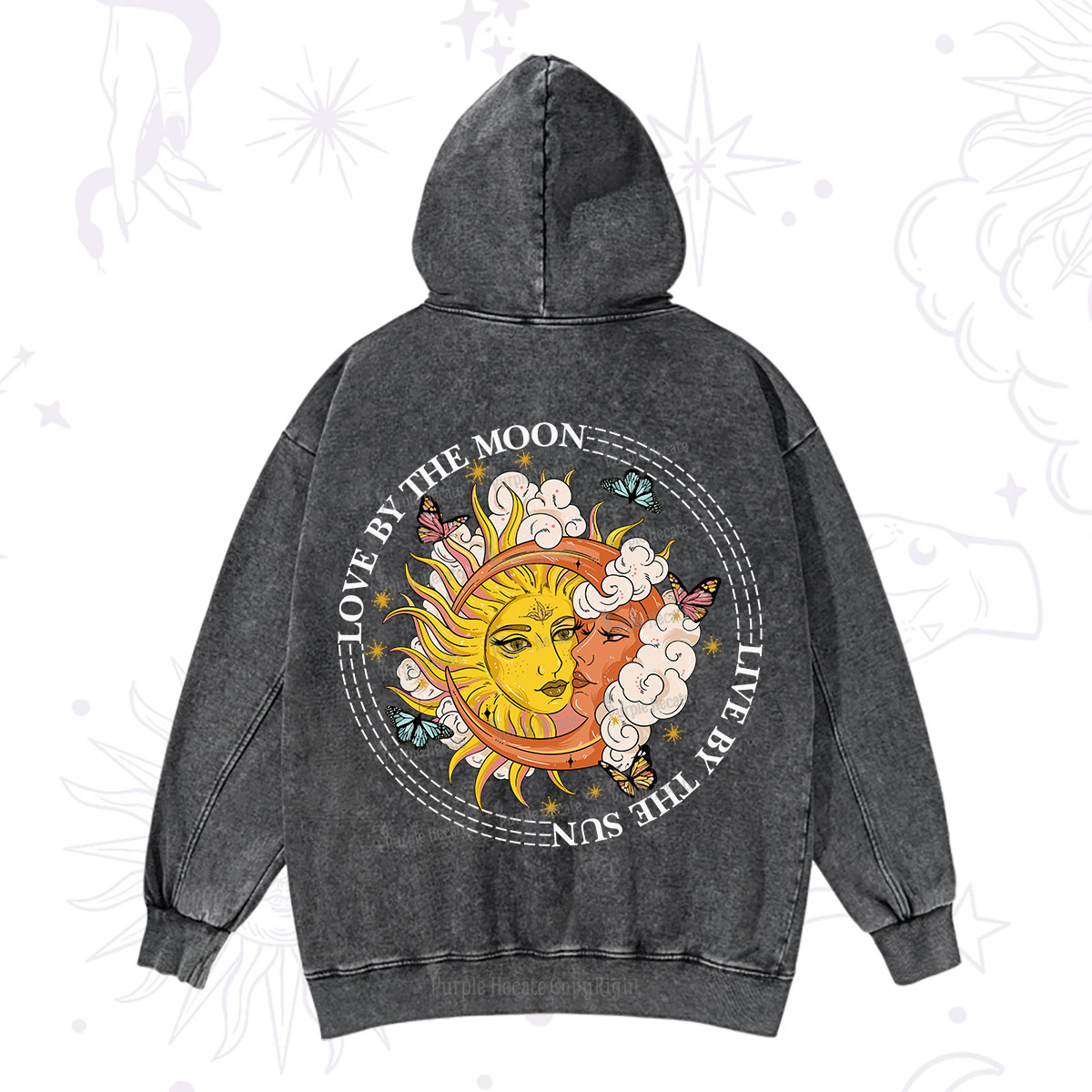 Purplehecate Live By The Sun Love By The Moon Washed Hoodie