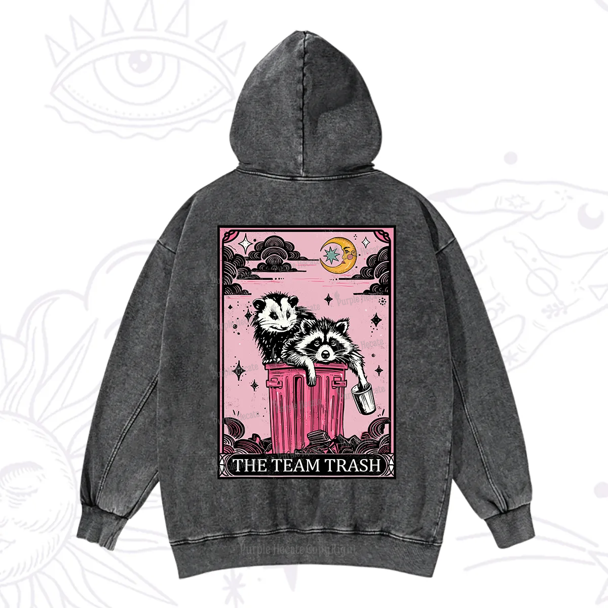 Purplehecate The Team Trash Raccoon & Possum Tarot Washed Hoodie