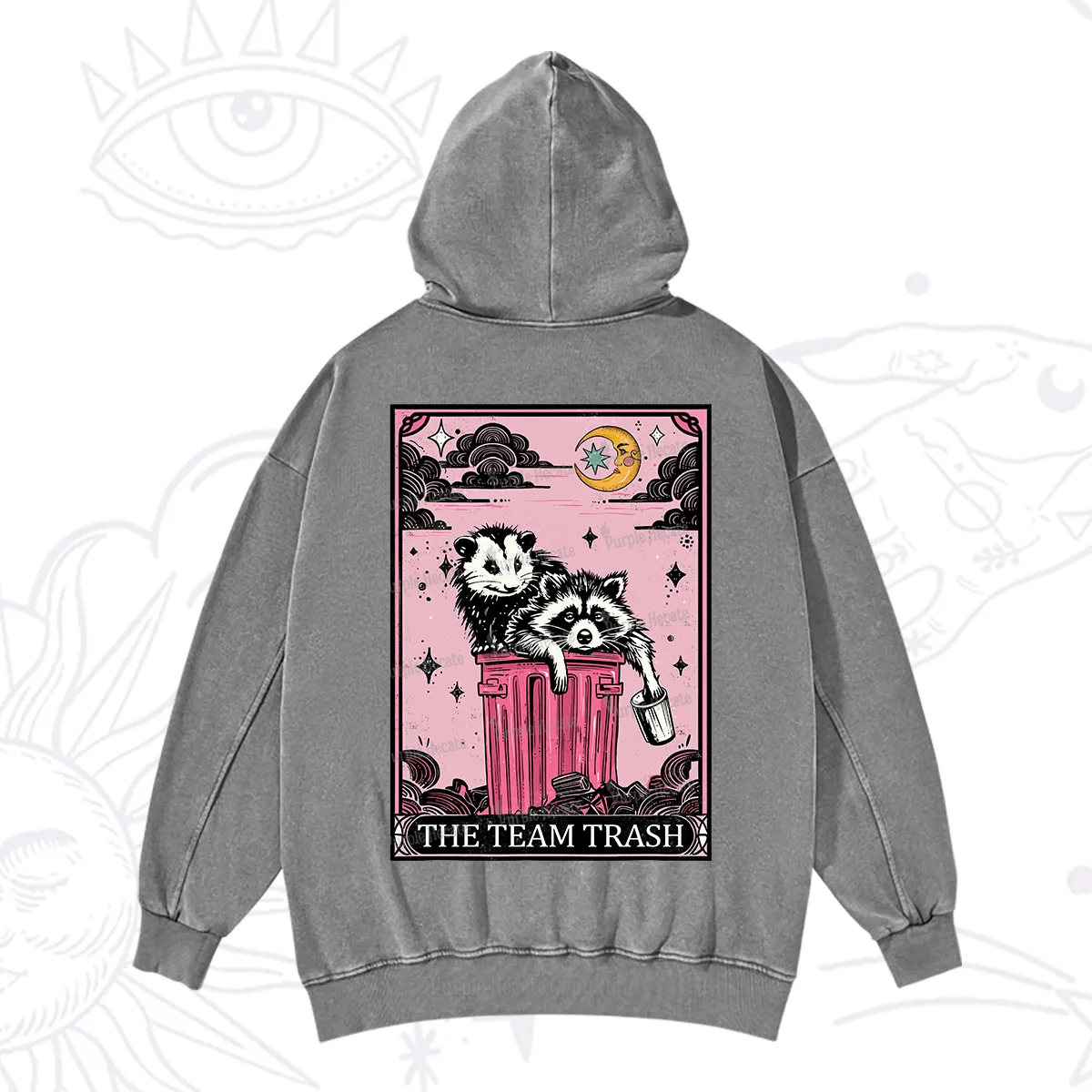 Purplehecate The Team Trash Raccoon & Possum Tarot Washed Hoodie