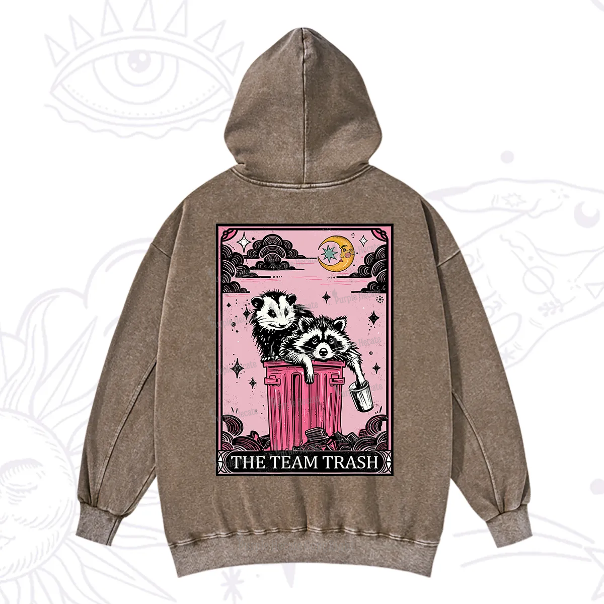 Purplehecate The Team Trash Raccoon & Possum Tarot Washed Hoodie
