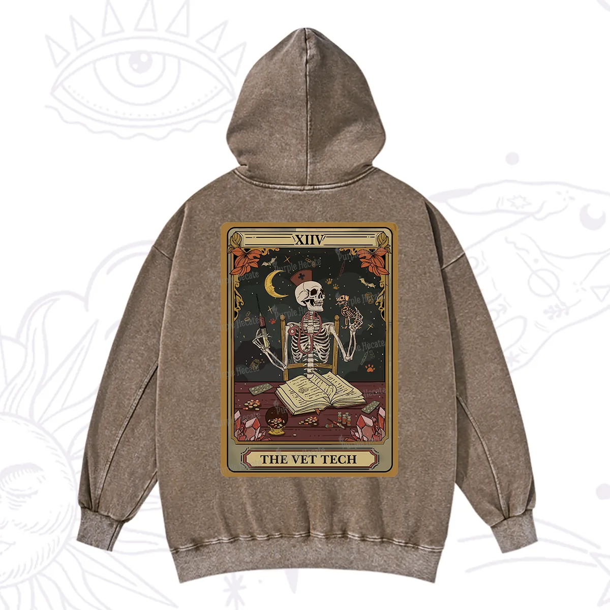 Purplehecate The Vet Tech Skeleton Tarot Washed Hoodie