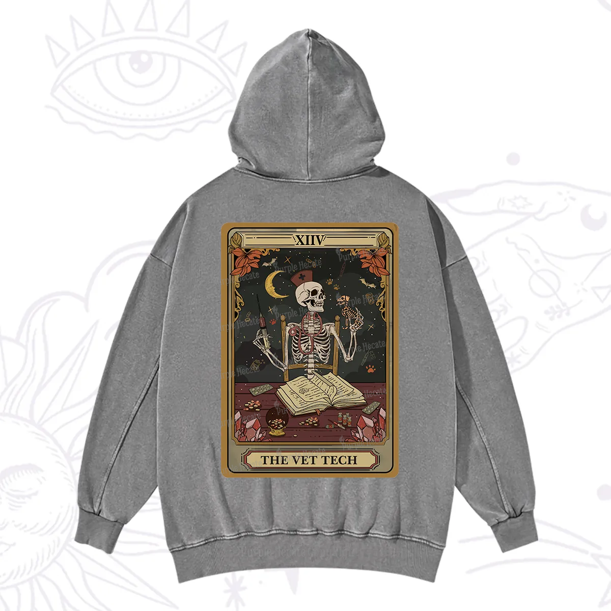Purplehecate The Vet Tech Skeleton Tarot Washed Hoodie