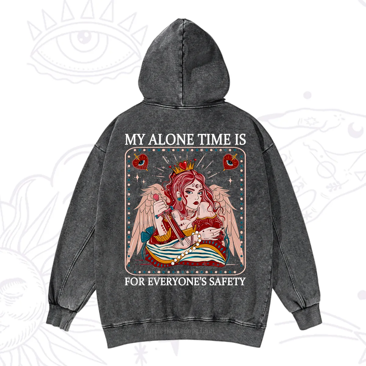 Purplehecate My Alone Time Is For Everyone's Safety Washed Hoodie