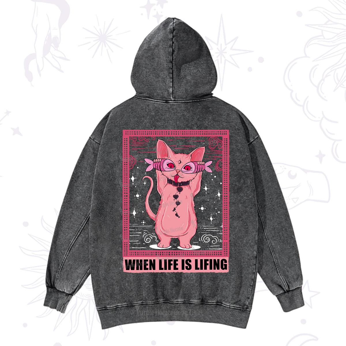 Purplehecate When Life Is Lifting Washed Hoodie