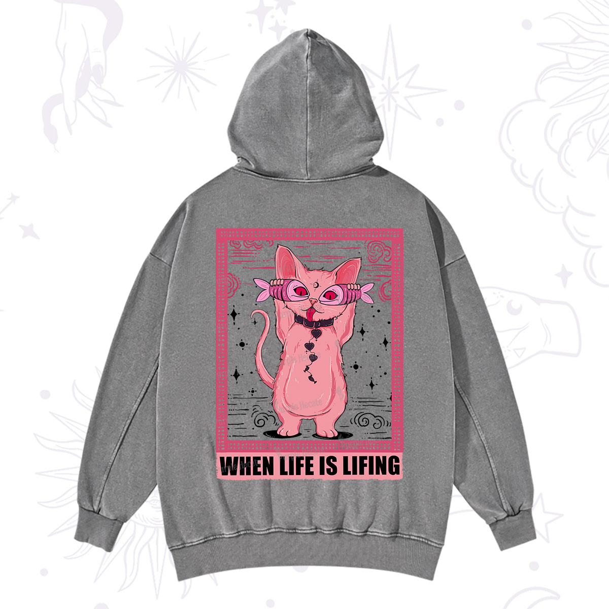 Purplehecate When Life Is Lifting Washed Hoodie