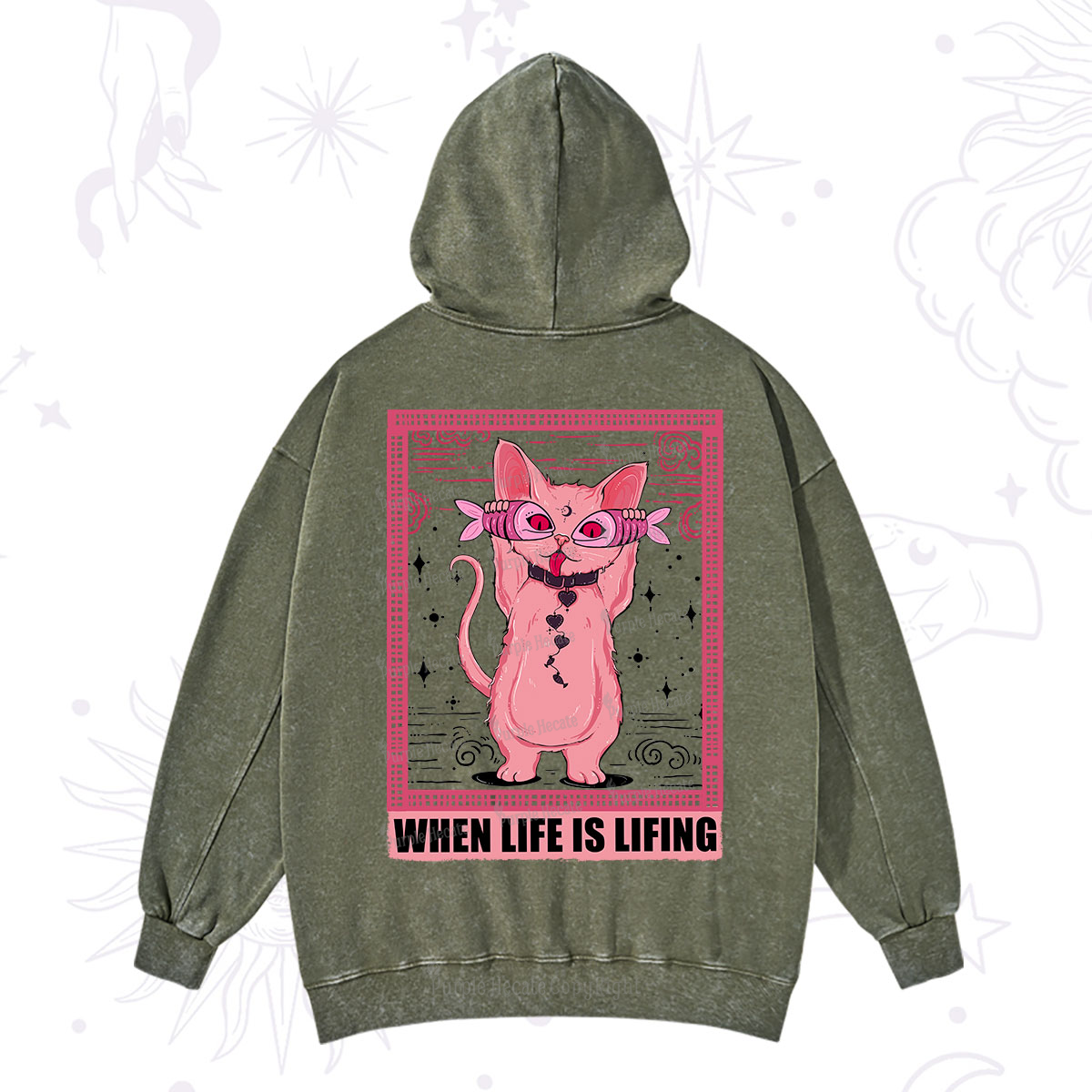 Purplehecate When Life Is Lifting Washed Hoodie