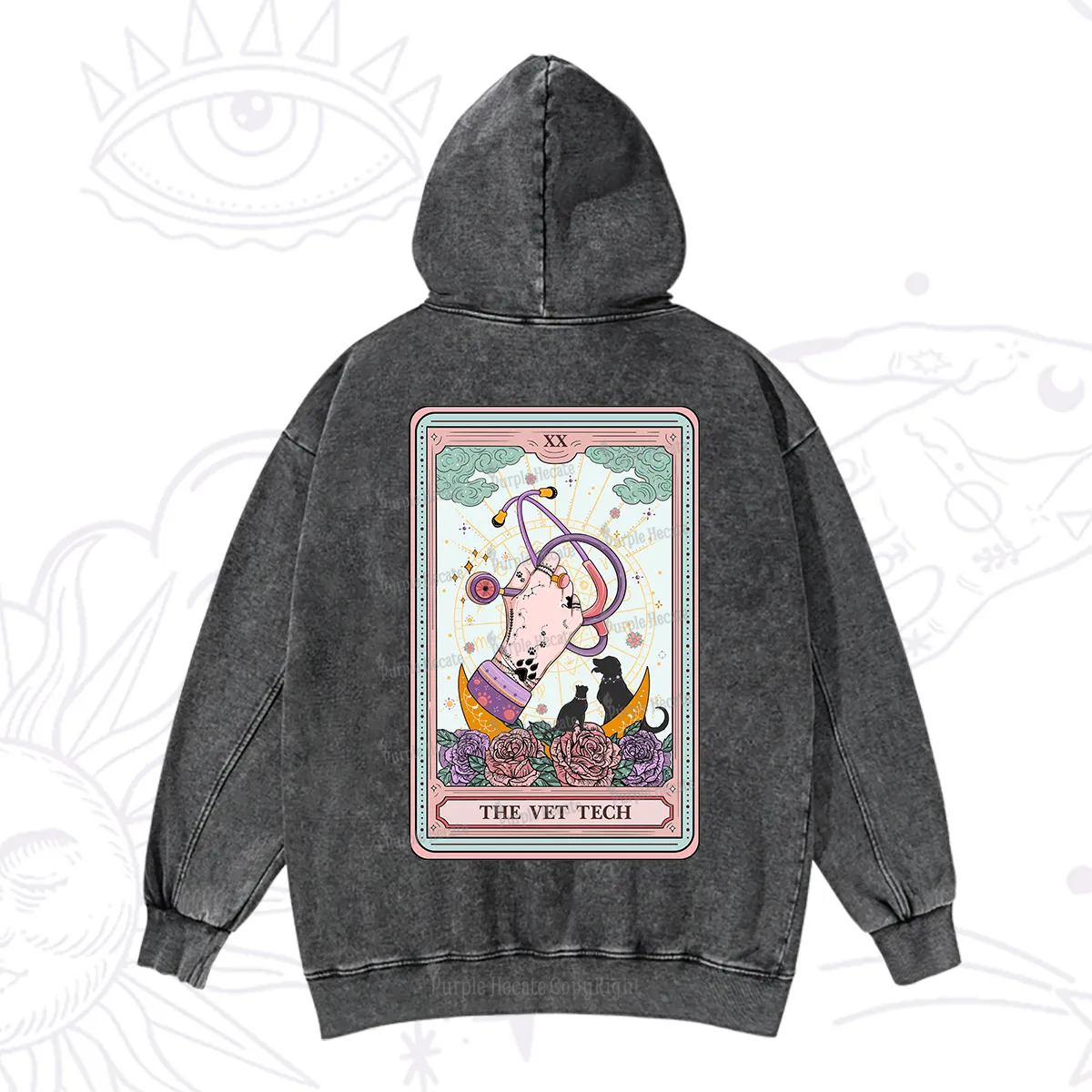 Purplehecate The Vet Tech Tarot Washed Hoodie