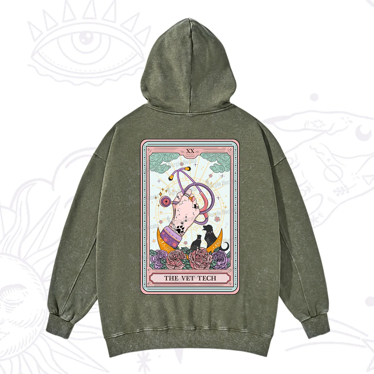 Purplehecate The Vet Tech Tarot Washed Hoodie