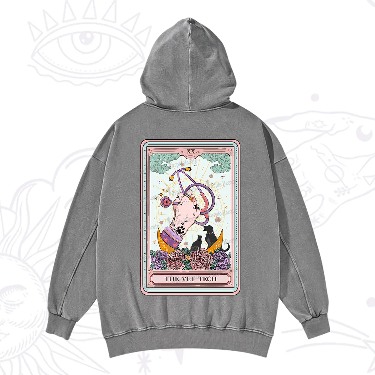 Purplehecate The Vet Tech Tarot Washed Hoodie