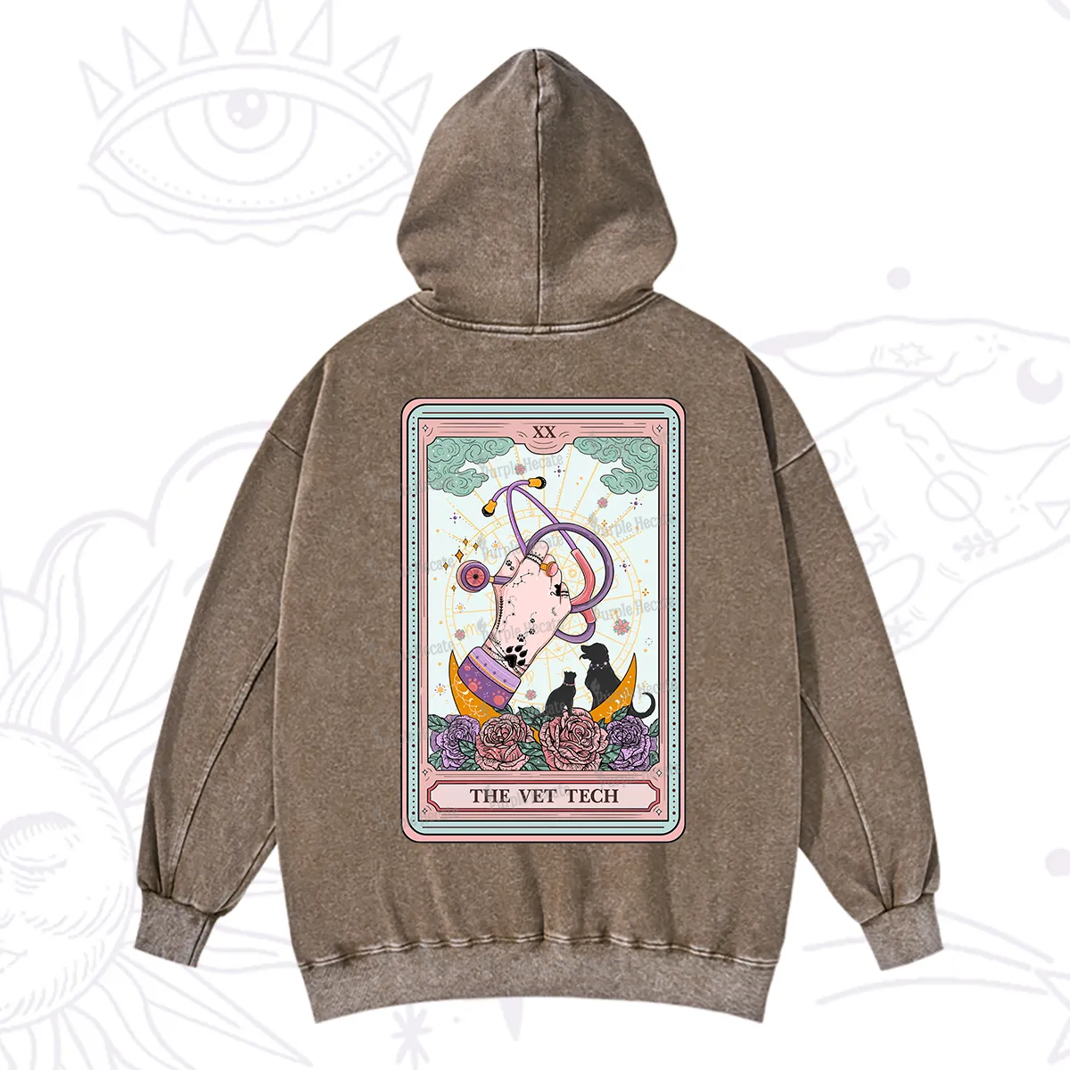 Purplehecate The Vet Tech Tarot Washed Hoodie