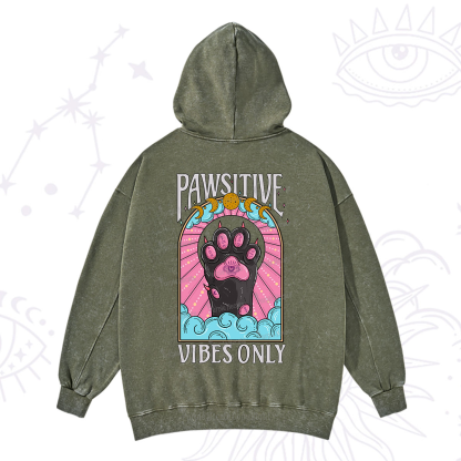 Purplehecate Pawsitive Vibes Only Washed Hoodie