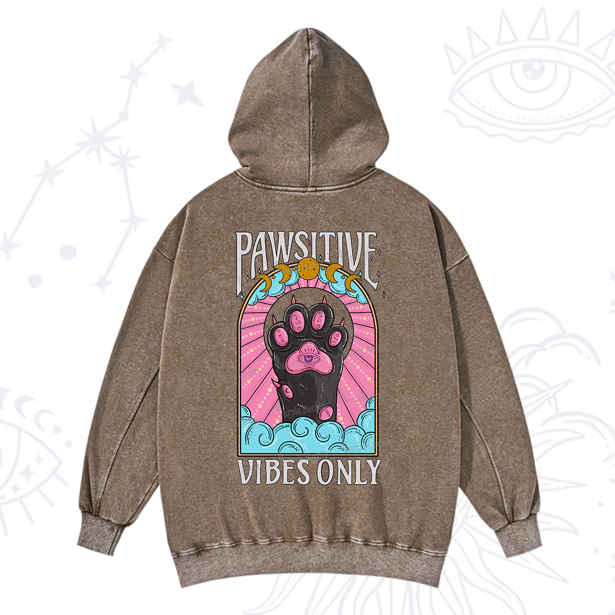 Purplehecate Pawsitive Vibes Only Washed Hoodie