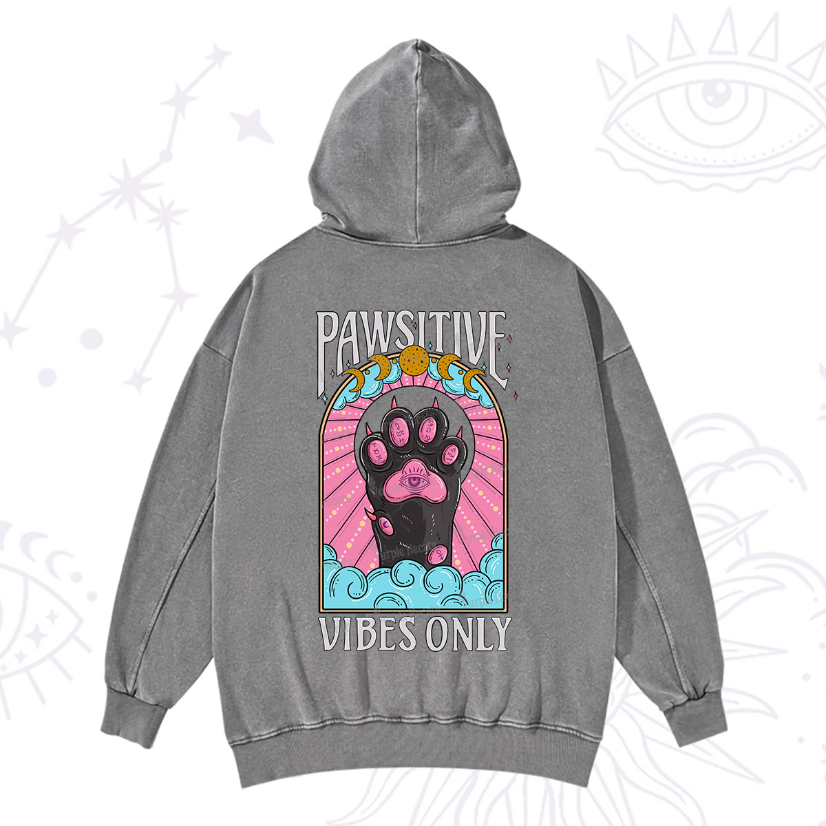 Purplehecate Pawsitive Vibes Only Washed Hoodie