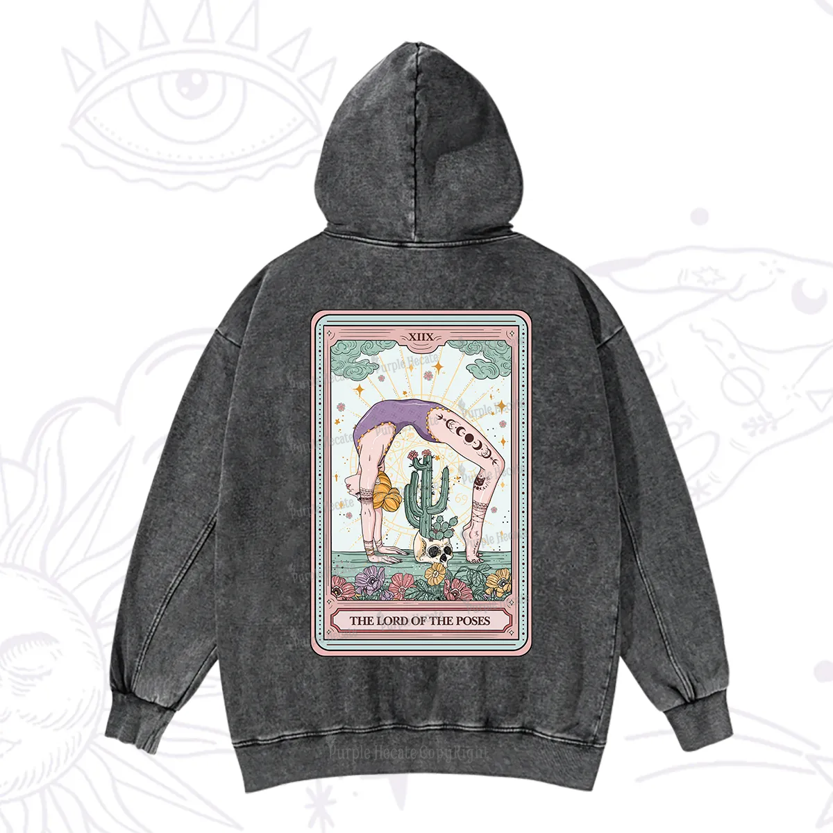 Purplehecate The Lord Of The Poses Tarot Washed Hoodie