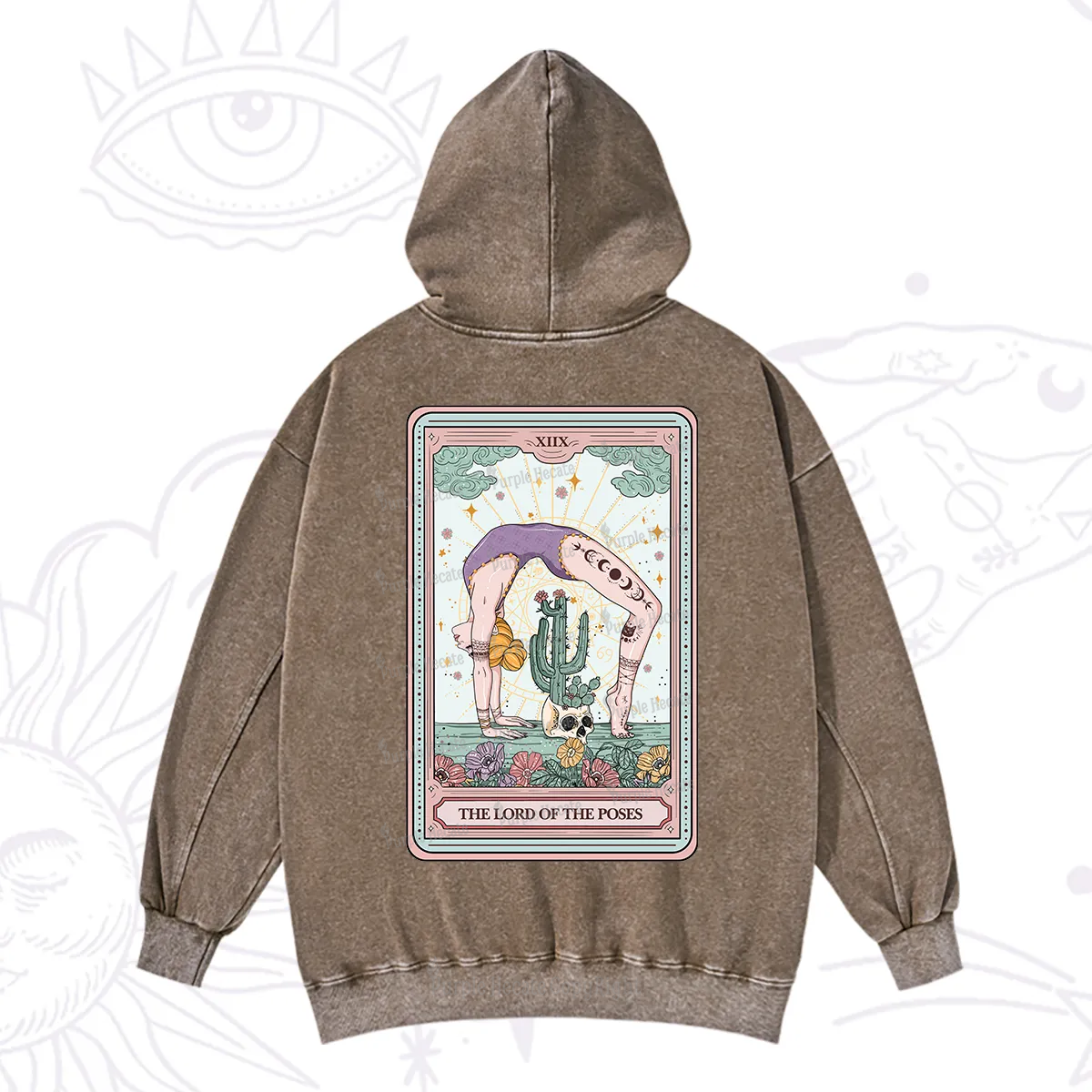 Purplehecate The Lord Of The Poses Tarot Washed Hoodie