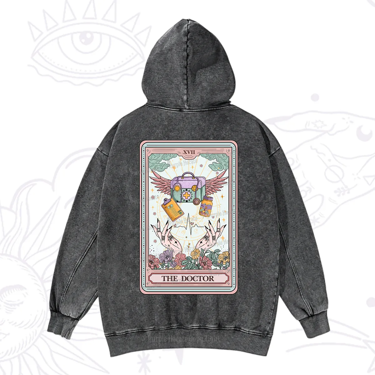 Purplehecate The Doctor Tarot Washed Hoodie