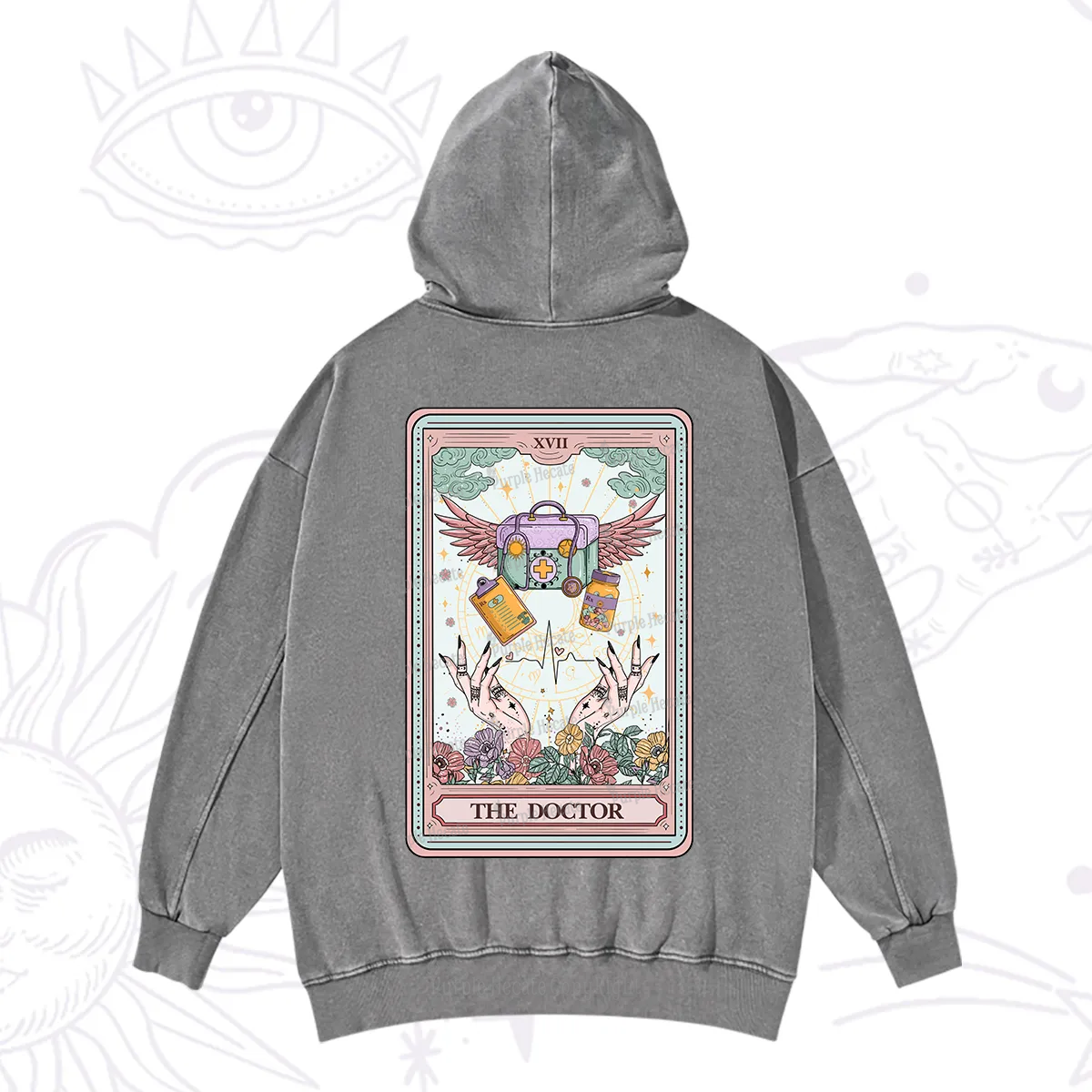 Purplehecate The Doctor Tarot Washed Hoodie