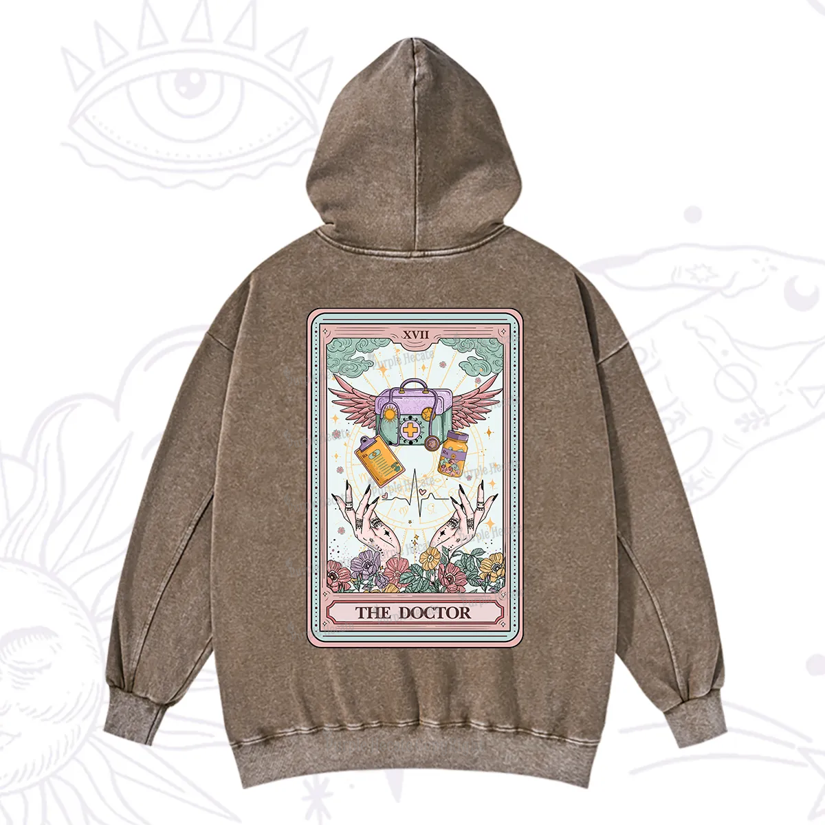 Purplehecate The Doctor Tarot Washed Hoodie