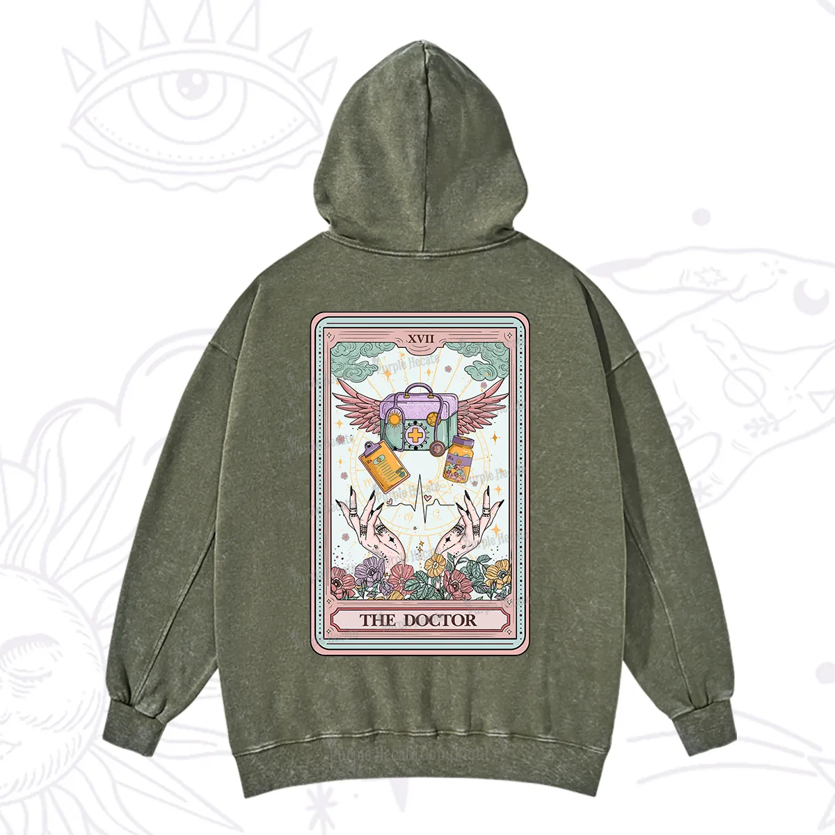 Purplehecate The Doctor Tarot Washed Hoodie