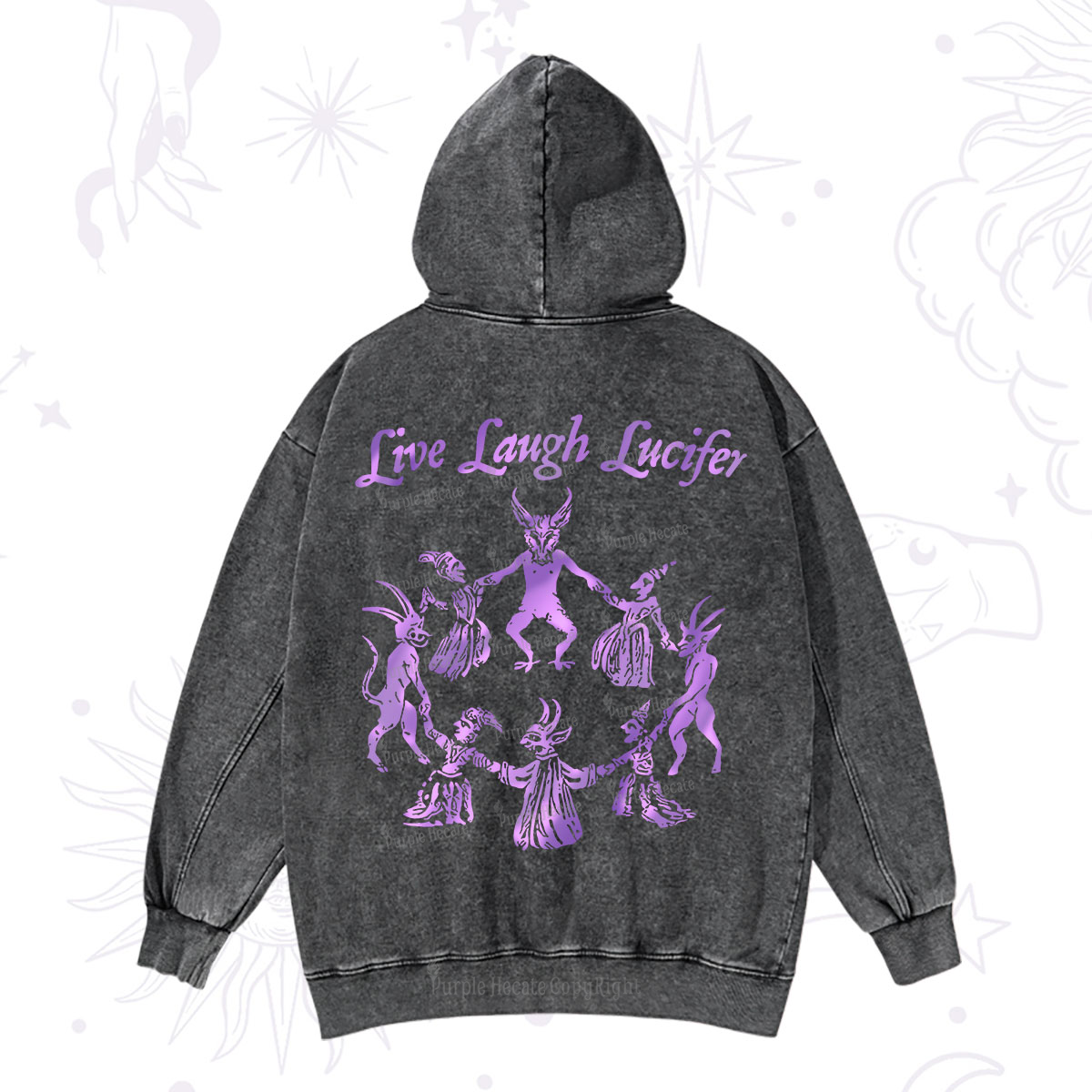 Purplehecate Live Laugh Lucifer Satanic Washed Hoodie