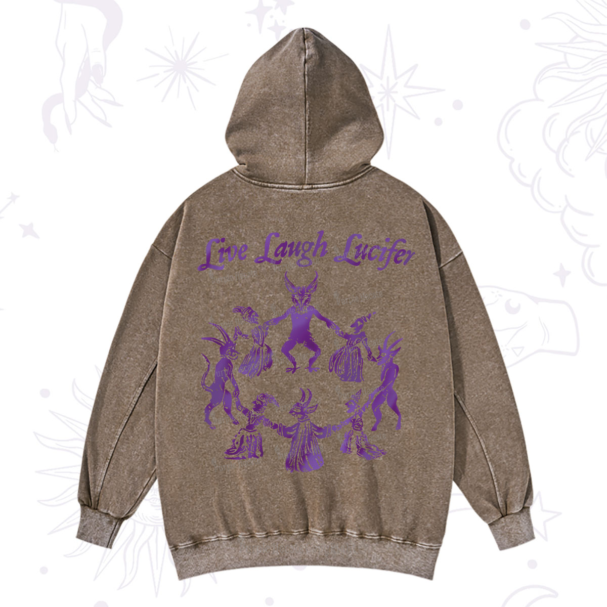 Purplehecate Live Laugh Lucifer Satanic Washed Hoodie