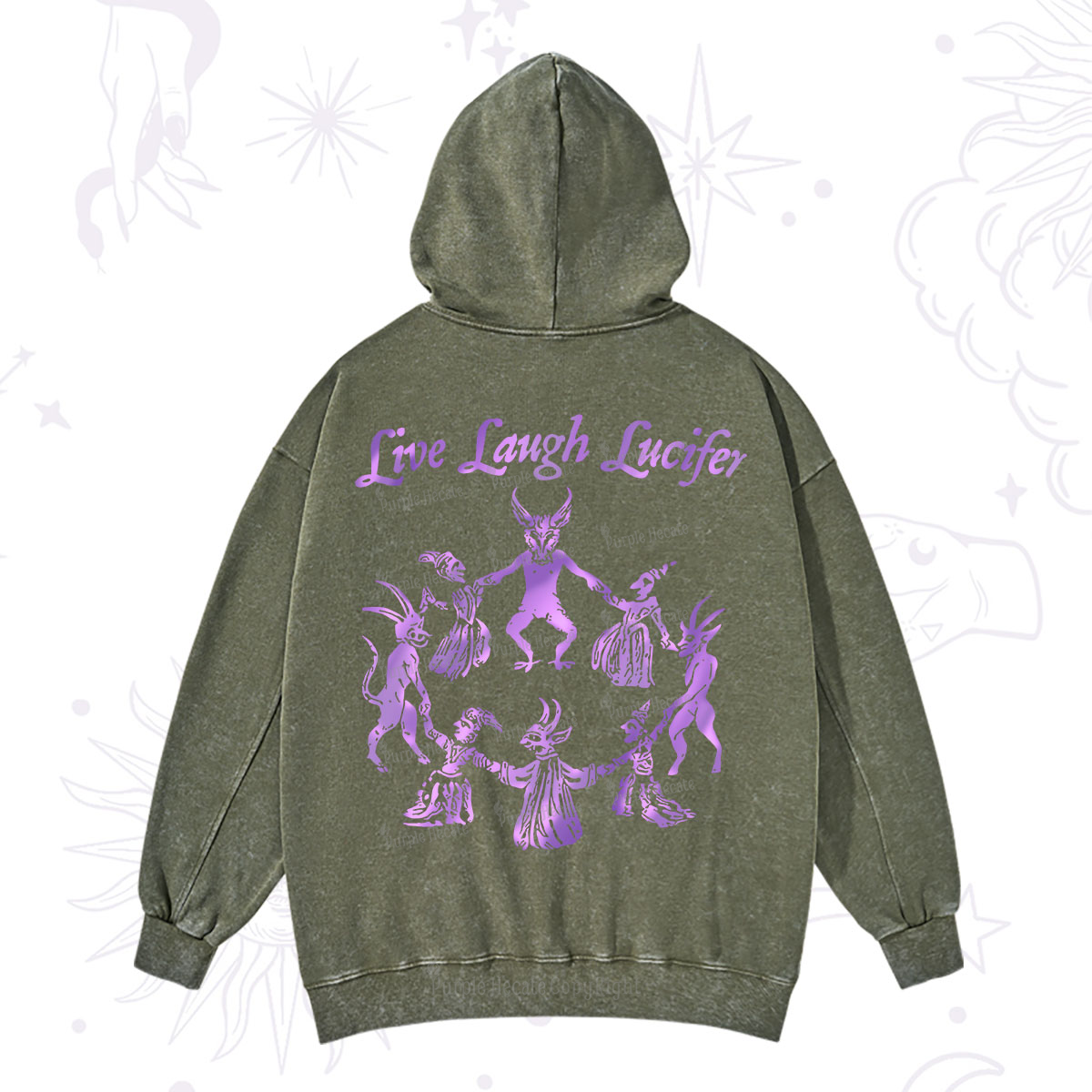 Purplehecate Live Laugh Lucifer Satanic Washed Hoodie