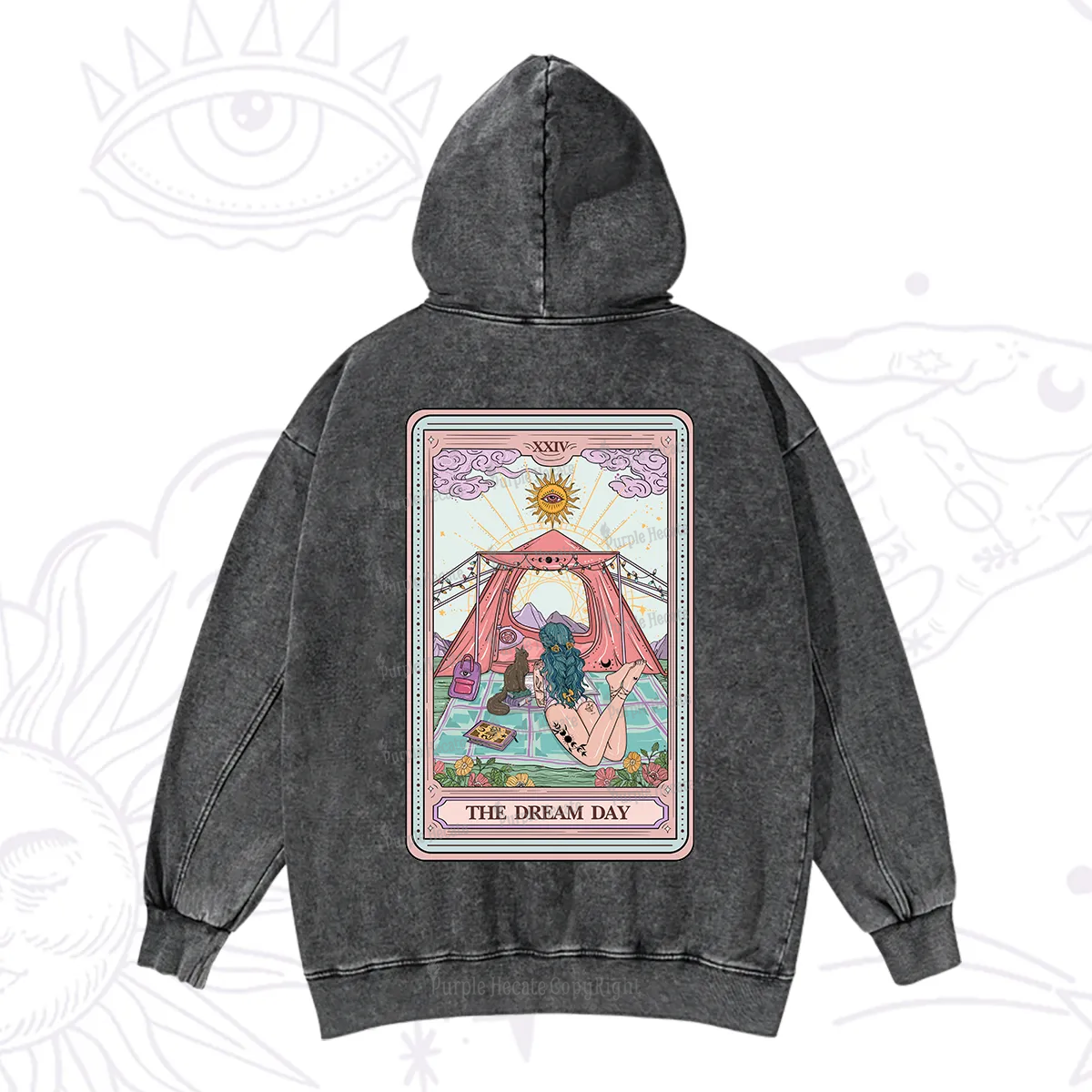 Purplehecate The Camp Lover Tarot Washed Hoodie