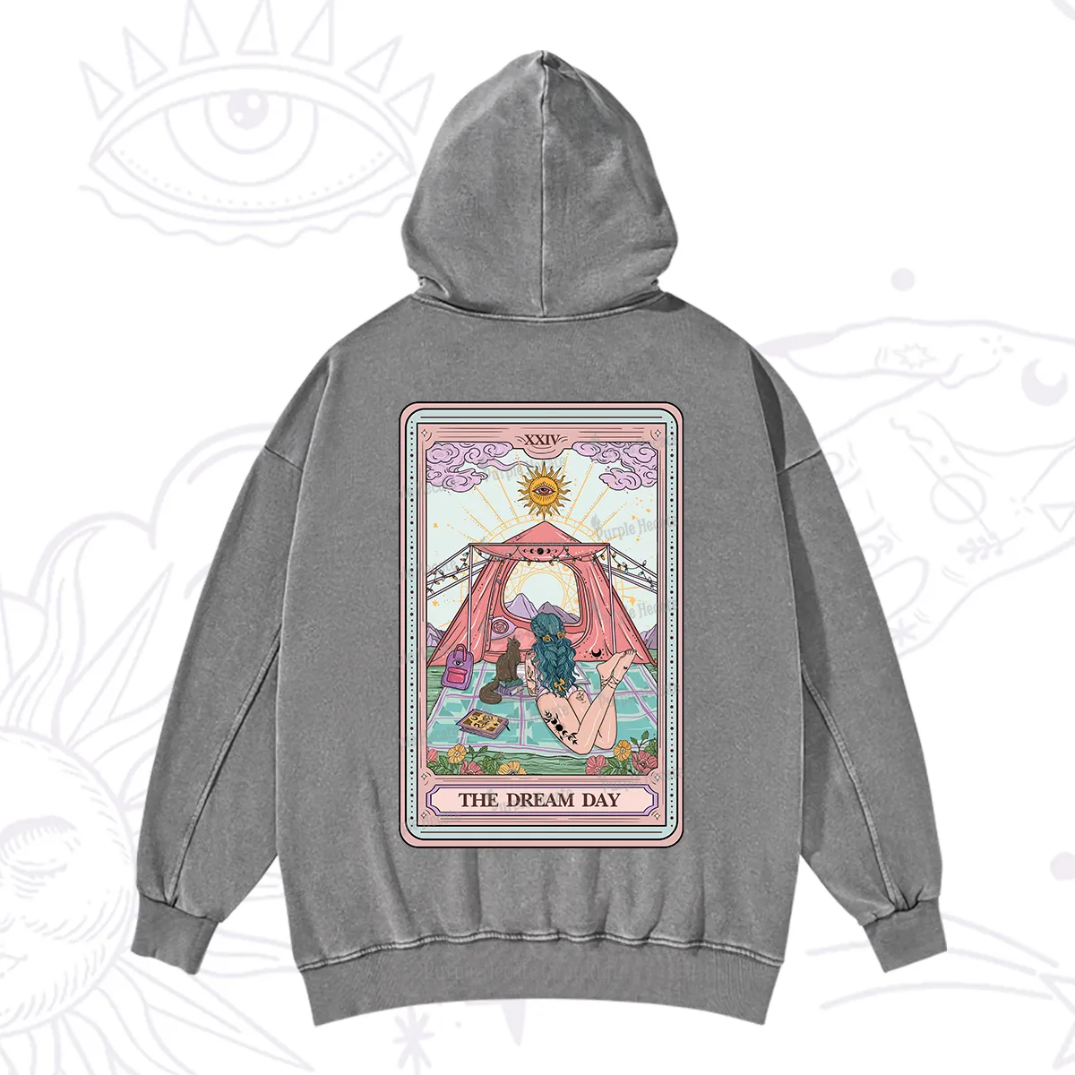 Purplehecate The Camp Lover Tarot Washed Hoodie